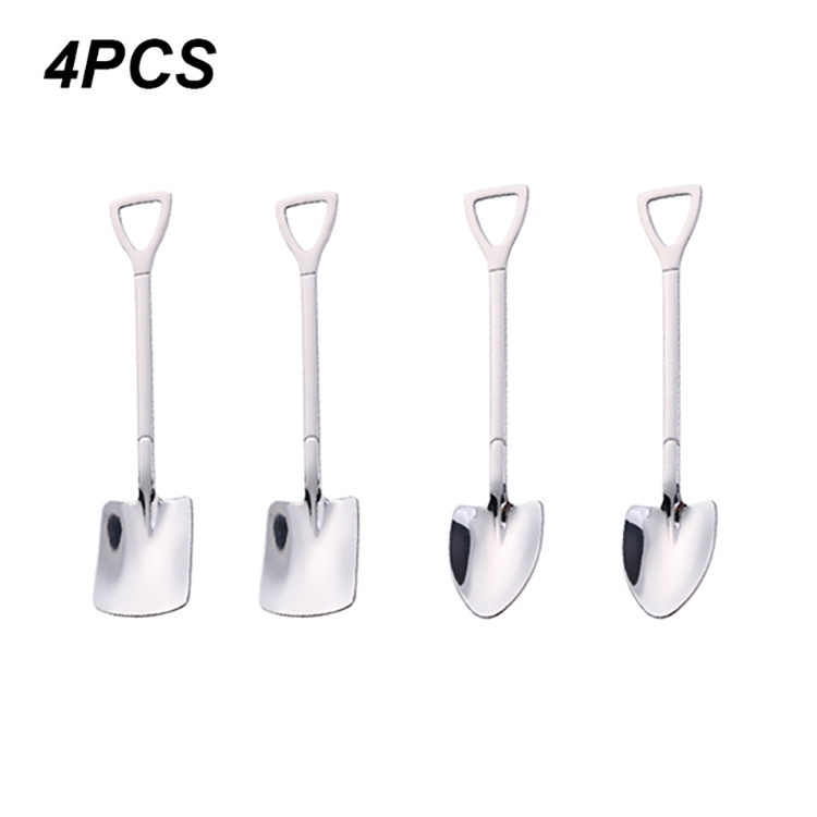 4 PCs Shovel Spoon Stainless Steel Tea Spoon Creative Coffee