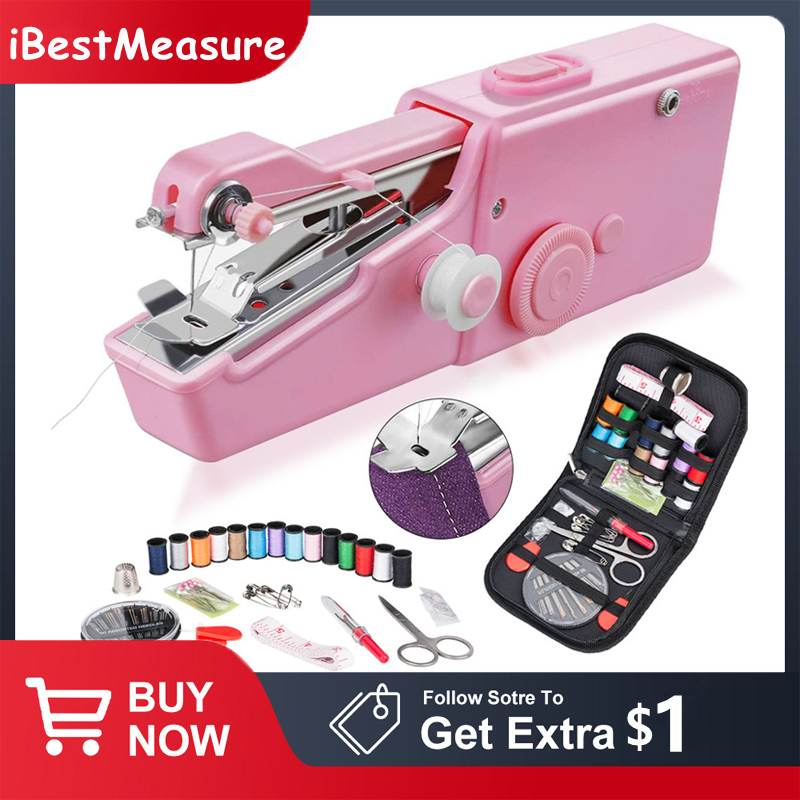 Portable Mini Sewing Machines Needlework Cordless Hand-Held Clothes Useful Portable Sewing